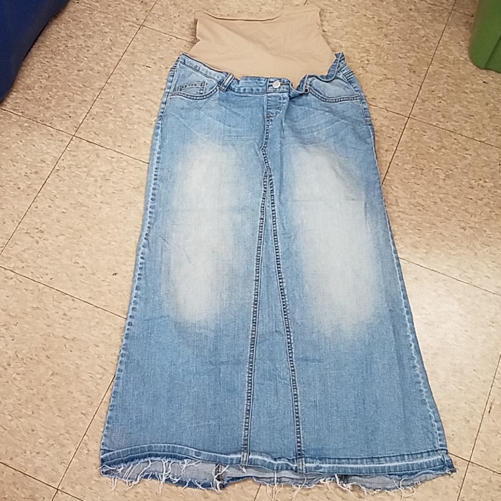 American Star maternity long denim skirt